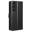 Flip case for Sony Xperia 1 V, Crazy Horse Wallet, black