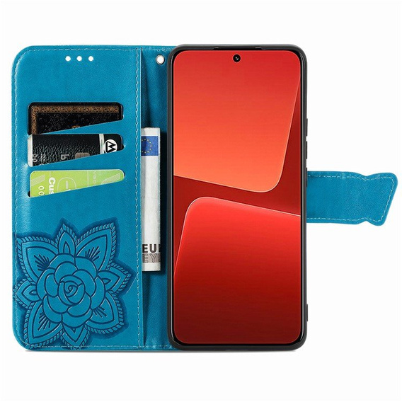 Flip case for Xiaomi 13, Butterfly, blue
