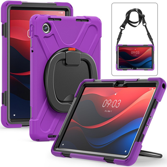 Children's case for Lenovo Tab M11, armored with strap, purple