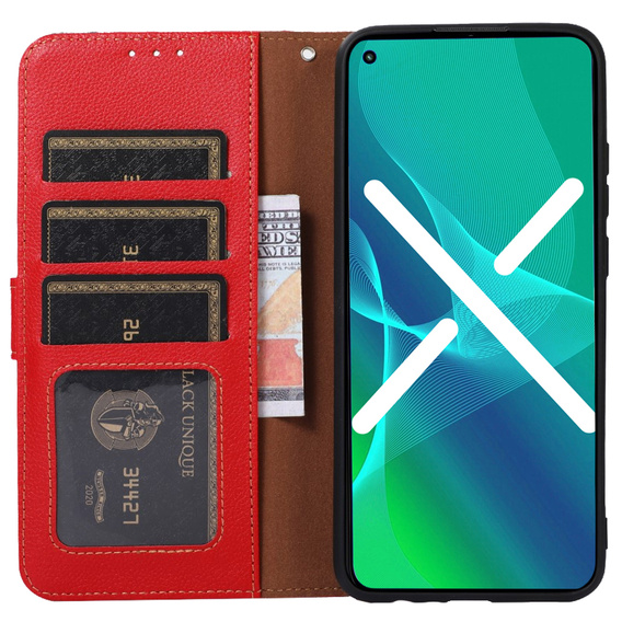 Flip case for Motorola Moto G73 5G, KHAZNEH RFID, red / black