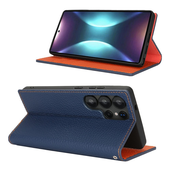 Flip case for Samsung Galaxy S25 Ultra, Litchi Skin Grain, dark blue