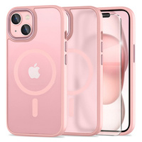 Case for iPhone 15, for MagSafe, ERBORD Matt Case, pink + Screen Glass