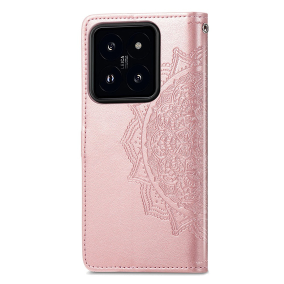 Flip case for Xiaomi 14T, Mandala, pink rose gold