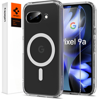 Spigen MagSafe Case for Google Pixel 9A, Ultra Hybrid, transparent / white + 9H Tempered Glass