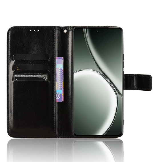 Flip case for Realme GT 6 / 6T, Crazy Horse Wallet, black