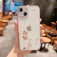 Case for iPhone 15 Plus, Glitter Flower, pink rose gold