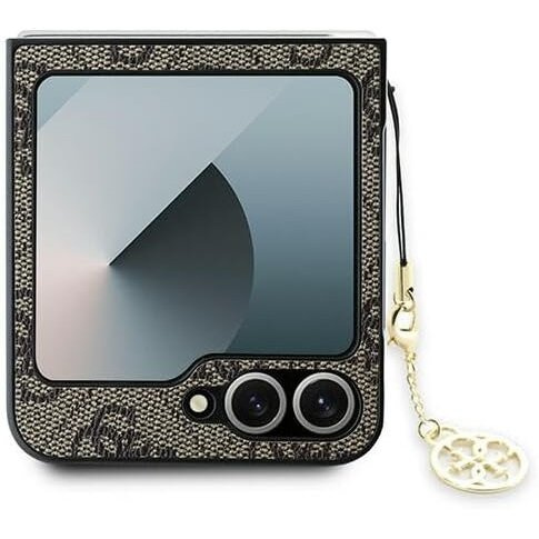 GUESS Case for Samsung Galaxy Z Flip7 FE / Z Flip6, 4G Charms Collection Hardcase, brown