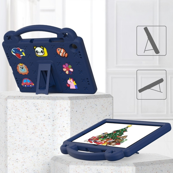 Children's case for Samsung Galaxy Tab A9+, Cute Patterns, with stand, dark blue