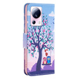 Flip case for Xiaomi 13 Lite, Wallet, tree & owls, blue