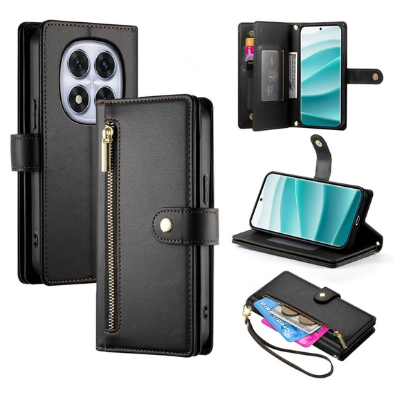 Flip case for Xiaomi Redmi Note 14 Pro 5G / Poco X7 5G, Wallet Zipper Pocket, black