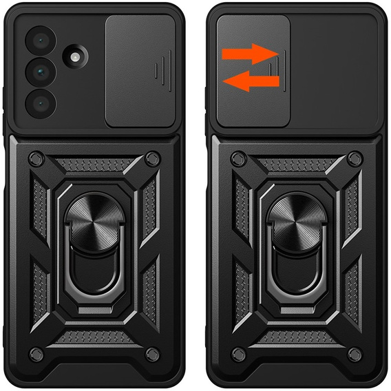 Armored Case for Samsung Galaxy A56, CamShield Slide, black + Tempered Glass 9H