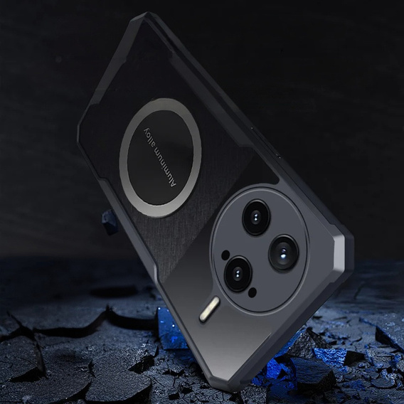 Case for Xiaomi Poco F7 Ultra, with magnetic sheet, transparent / black
