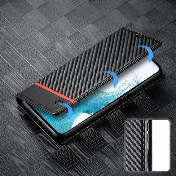 Flip case for Samsung Galaxy A55, Carbon LC.IMEEKE, black