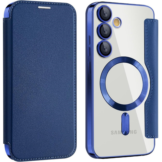 Flip case for Samsung Galaxy S25 FE, RFID Wallet MagSafe CamShield, dark blue