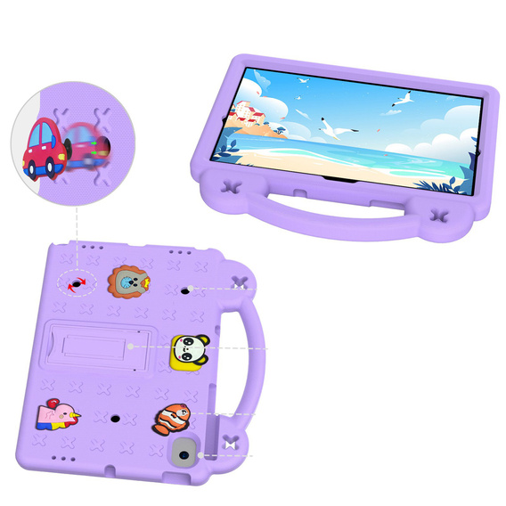 Children's case for Lenovo M10 X306 2 Gen / M10 Plus TB-X606 10.3 / Samsung Tab A 10.1 T510/515 / K10 X6C6, Cute Patterns, with stand, purple