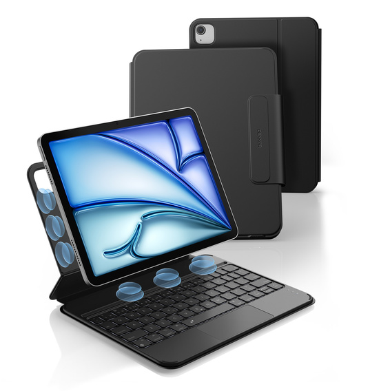 Keyboard case for iPad Air 11" 2025/2024 (7th/6th gen.) / Air 10.9" 2022/2020 (5th/4th gen.) / Pro 11" 2022/2021/2020/2018 (4th/3rd/2nd/1st gen.), Dexnor Magnetic Keyboard Touchpad
