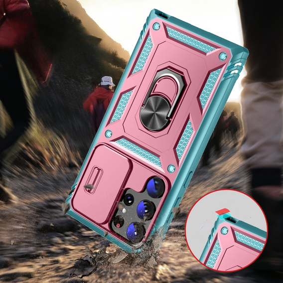 Case for Samsung Galaxy S23 Ultra, CamShield Slide, pink / green