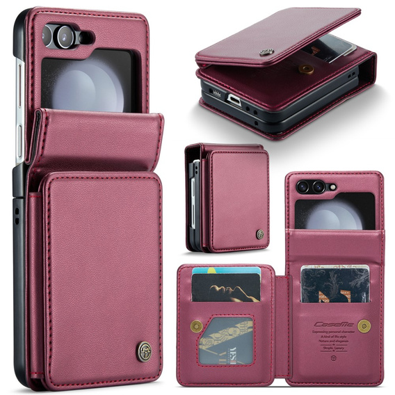 CASEME flip case for Samsung Galaxy Z Flip5 5G, Litchi Wallet, red