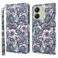 Flip case for Xiaomi Redmi 13C / Poco C65, Wallet, Flowers