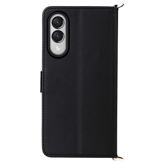 Crossbody Leather Wallet flip case for Samsung Galaxy S25 Edge, black
