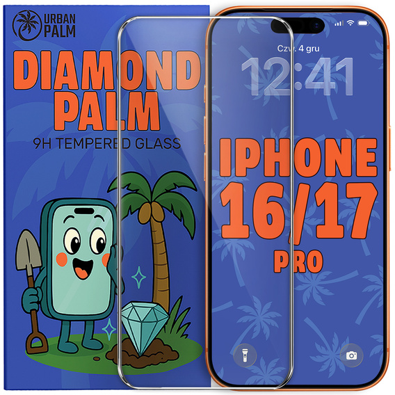 Diamond Palm Tempered Glass for iPhone 17 Pro / 17 / 16 Pro
