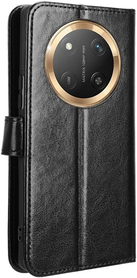 Flip case for Honor Magic 7 Lite, Crazy Horse Wallet, black