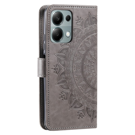 Flip case for Xiaomi Redmi Note 13 Pro 4G / Xiaomi Redmi Note 14S / Xiaomi Poco M6 Pro 4G, Mandala, grey