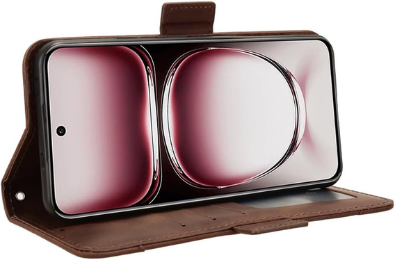 Flip case for Oppo Reno 12 Pro, Card Slot, brown