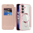 Flip case for Samsung Galaxy S25+ Plus, RFID Wallet MagSafe CamShield, pink