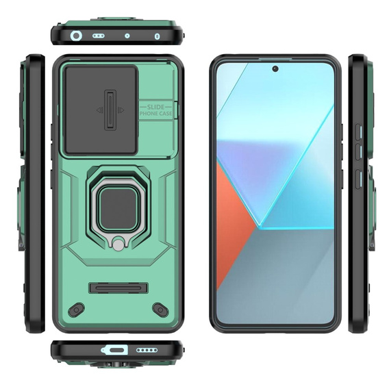 Case for Xiaomi Redmi Note 13 Pro 5G, KickStand Camera Lens, green