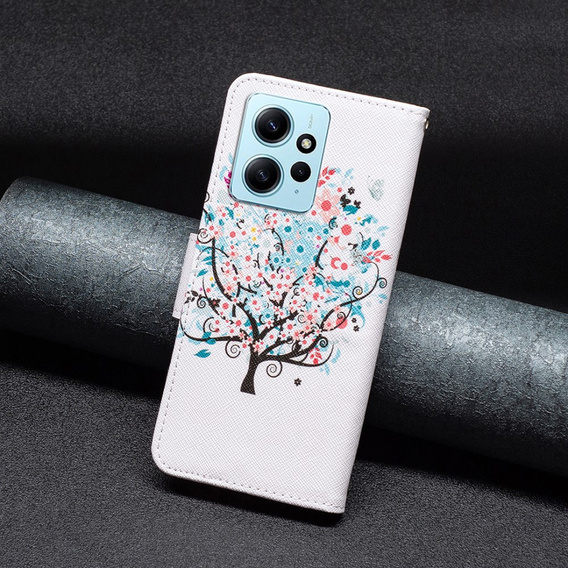 Flip case for Xiaomi Redmi Note 12 4G, Wallet, colorful tree , white