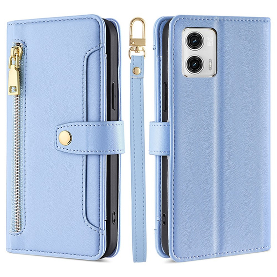 Flip case for Motorola Moto G73 5G, Wallet Zipper Pocket, blue