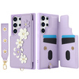 Case for Samsung Galaxy S24 Ultra, Leather Flower Card Slot, purple