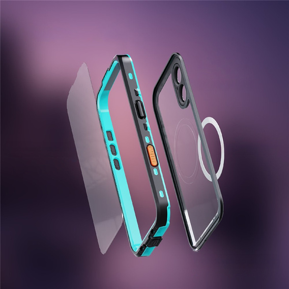 Case for iPhone 17, Waterproof IP68, SHELLBOX MagSafe, blue