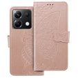 Flip case for Xiaomi Poco X6 5G, Butterfly, pink rose gold