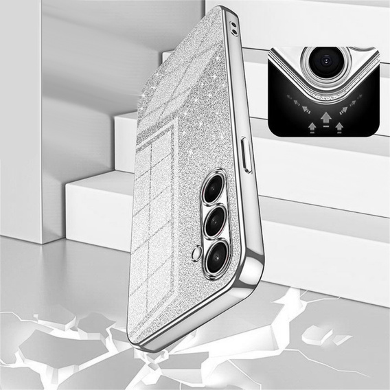Glitter Case CamShield for Samsung Galaxy A37 5G, silver