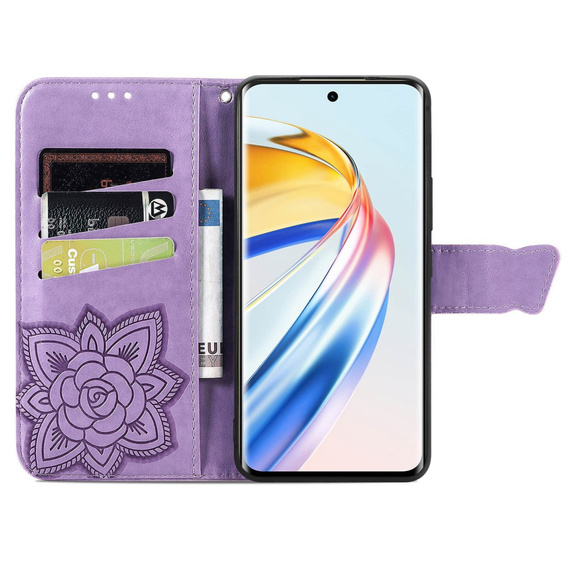 Flip case for Honor Magic 6 Lite 5G, Butterfly, purple