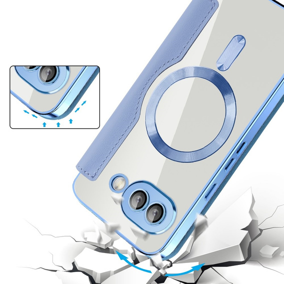Flip case for Google Pixel 9A, RFID Wallet MagSafe CamShield, blue