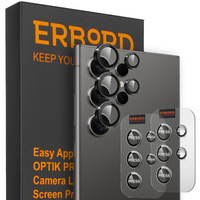 2x ERBORD OPTIK Pro Camera Tempered Glass for Samsung Galaxy S24 Ultra, black