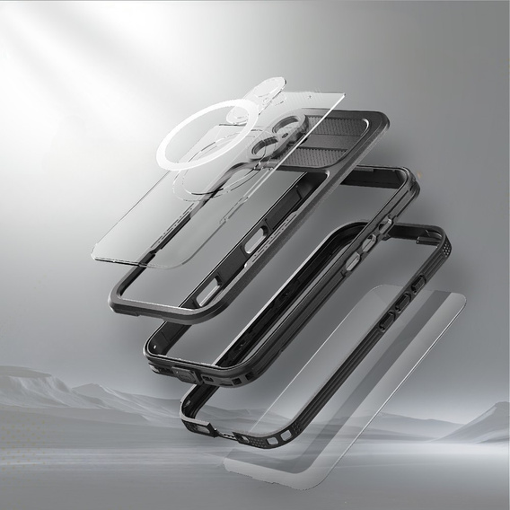 IP68 Waterproof Case for iPhone 16 Plus, SHELLBOX MagSafe, black