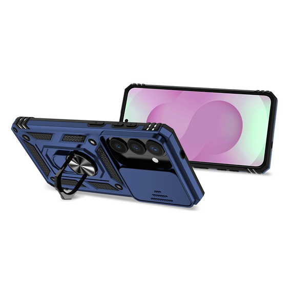 Armoured case with stand and lens cover for Samsung Galaxy S26, blue