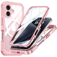Case for iPhone 16 Plus, Shockproof, with glass, for MagSafe, pink