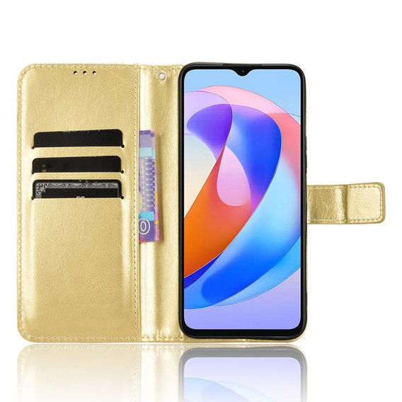 Flip case for Honor Magic 6 Lite 5G, Crazy Horse Wallet, gold