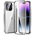 Case for iPhone 15 Pro Max, Magnetic Dual Glass, silver