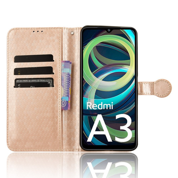Flip case for Xiaomi Redmi A3, Wallet Rhombus, pink