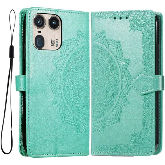 Flip case for Motorola Edge 50 Ultra, Mandala, green