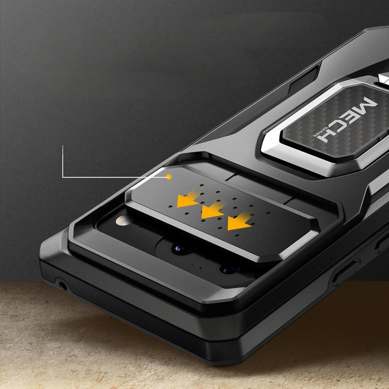 Case for Google Pixel 8, Tongate MECH Series with stand, black