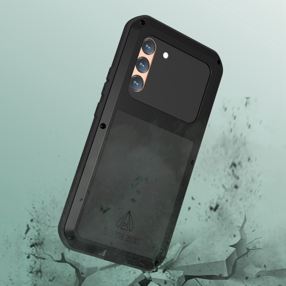 Love Mei Case for Samsung Galaxy S22+ Plus, armored with glass, black