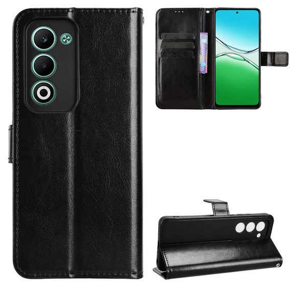Flip case for Oppo A5 5G / A5m, Crazy Horse Wallet, black