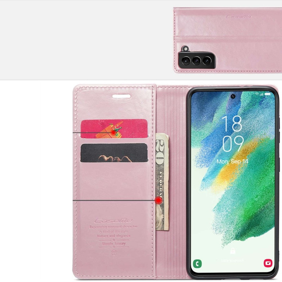 CASEME flip case for Samsung Galaxy S21 FE, Waxy Textupink, pink